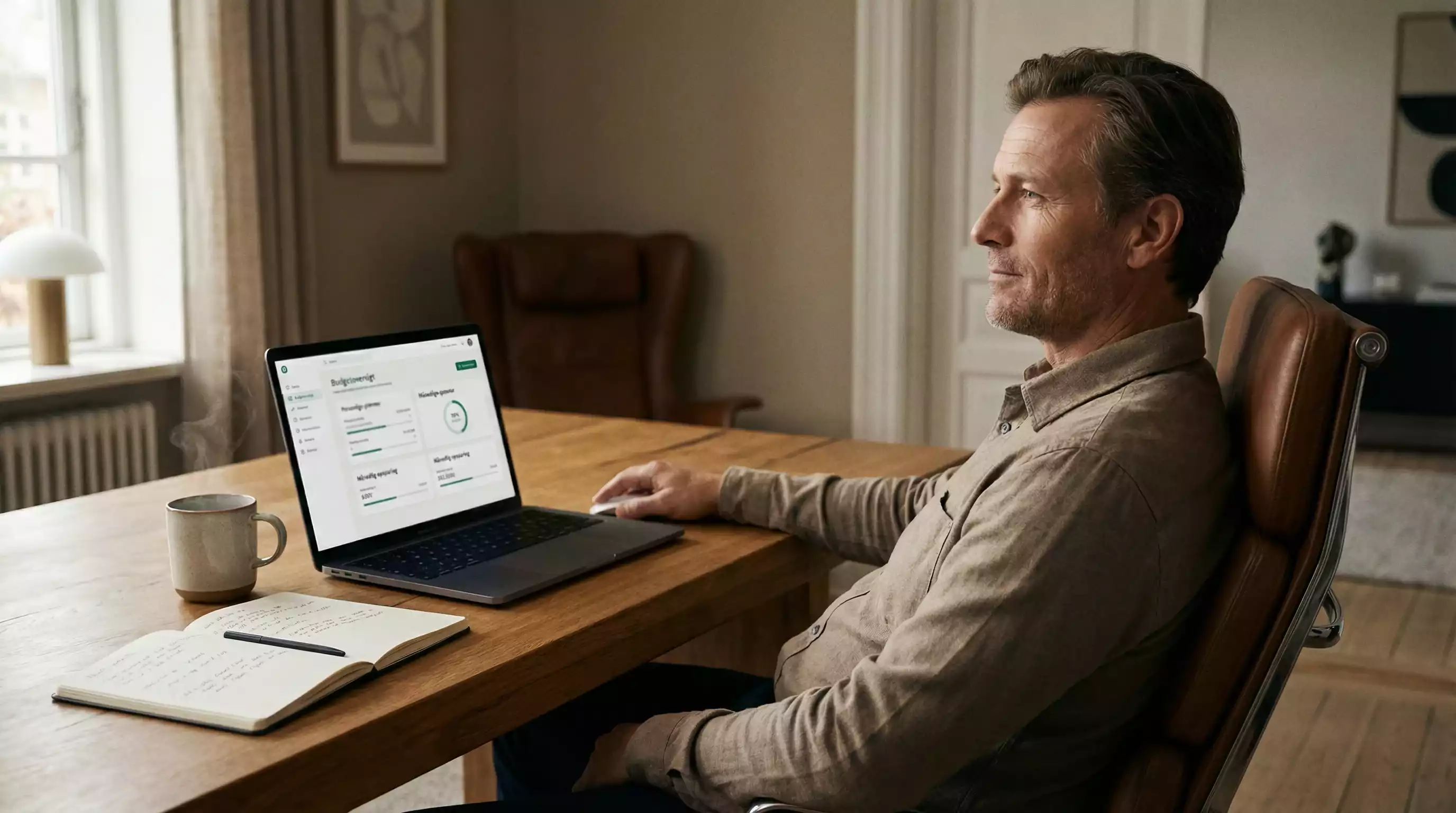 En person sidder med en bærbar computer og noter om personlige spilgrænser