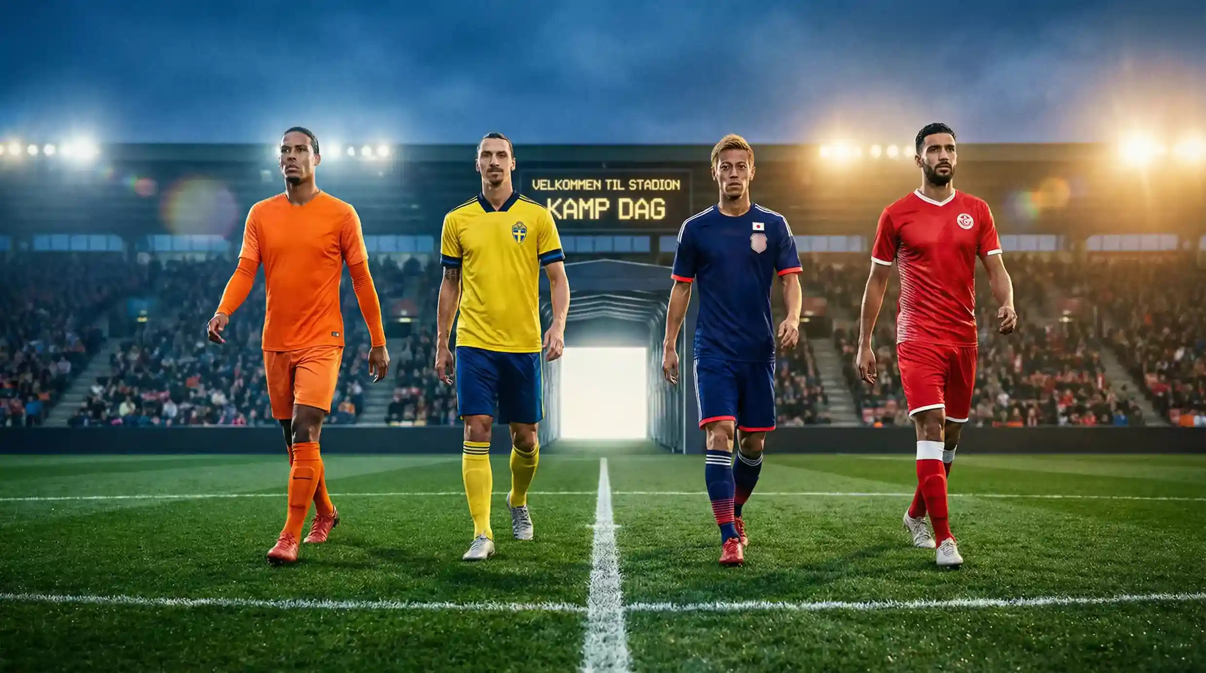 Fodboldspillere fra Holland, Sverige, Japan og Tunesien i pulje F ved VM 2026