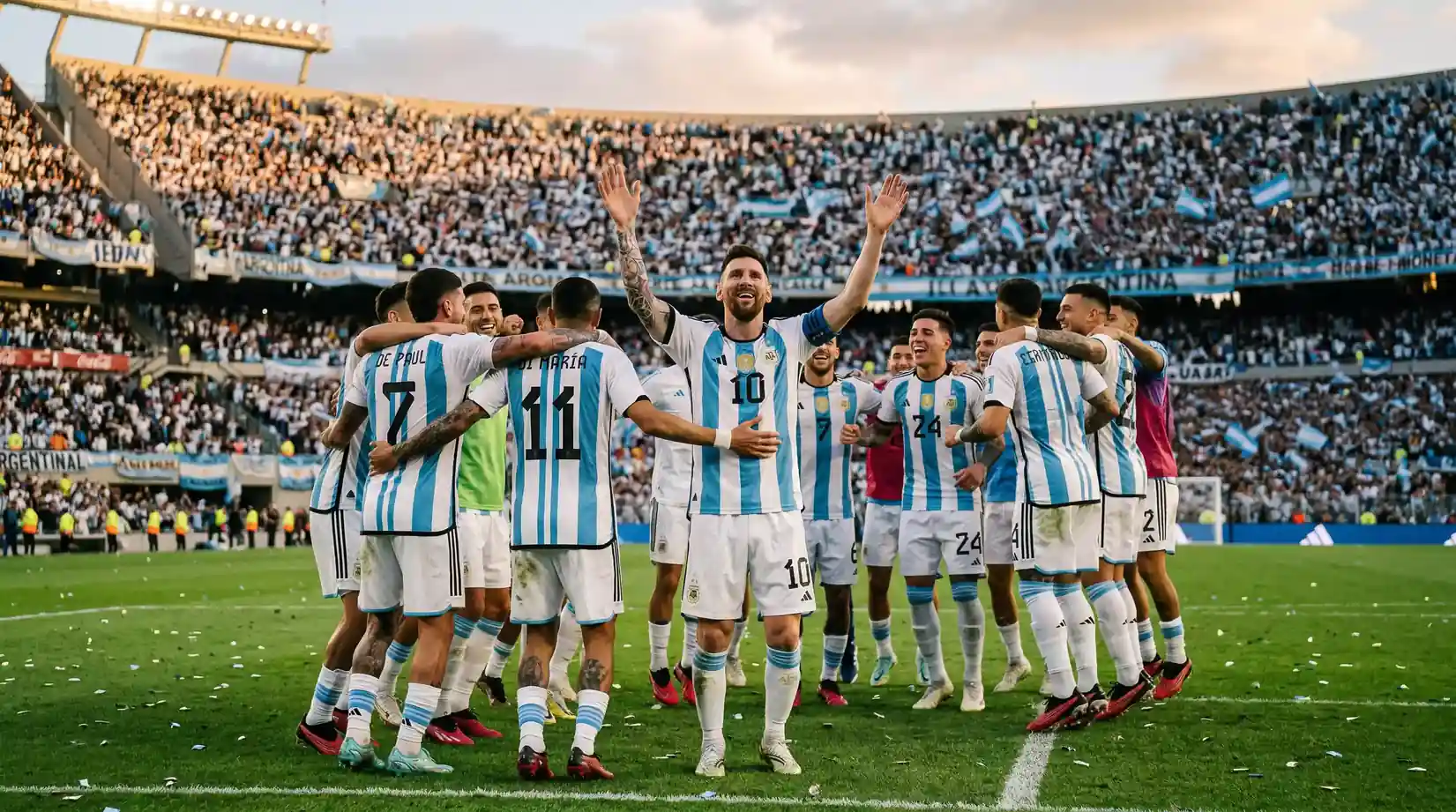 Det argentinske landshold fejrer en sejr i kvalifikationen til VM 2026